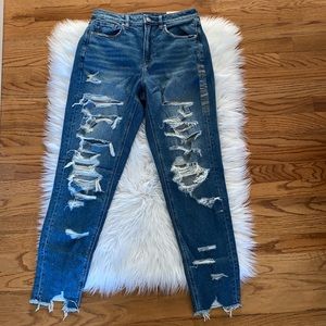 American Eagle Stretch Ripped Mom Jeans